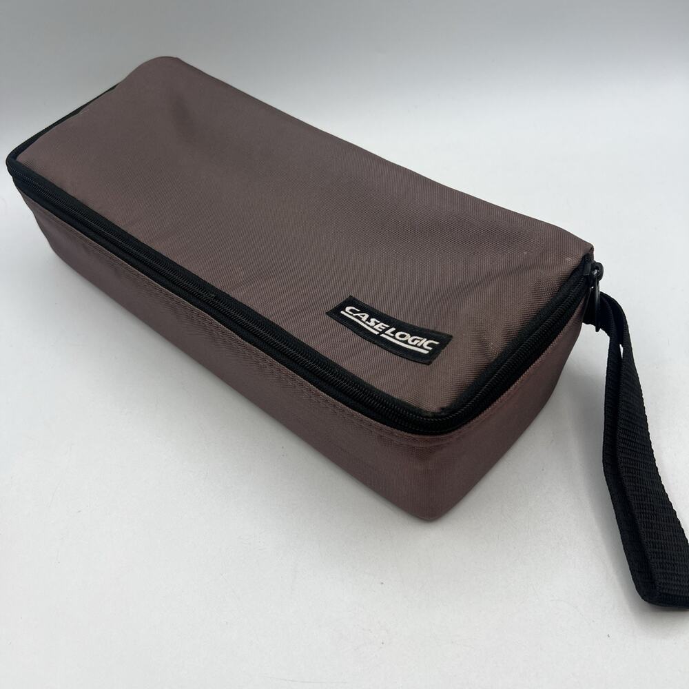 Case Logic 15 Cassette Tape Storage Case Wrist Strap Brown Nylon Tote Carry 12"